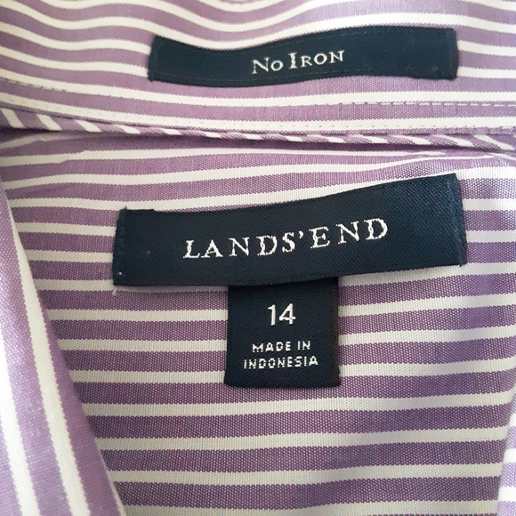 Lands' End  Lavender stripe button up shirt - Picture 3 of 4